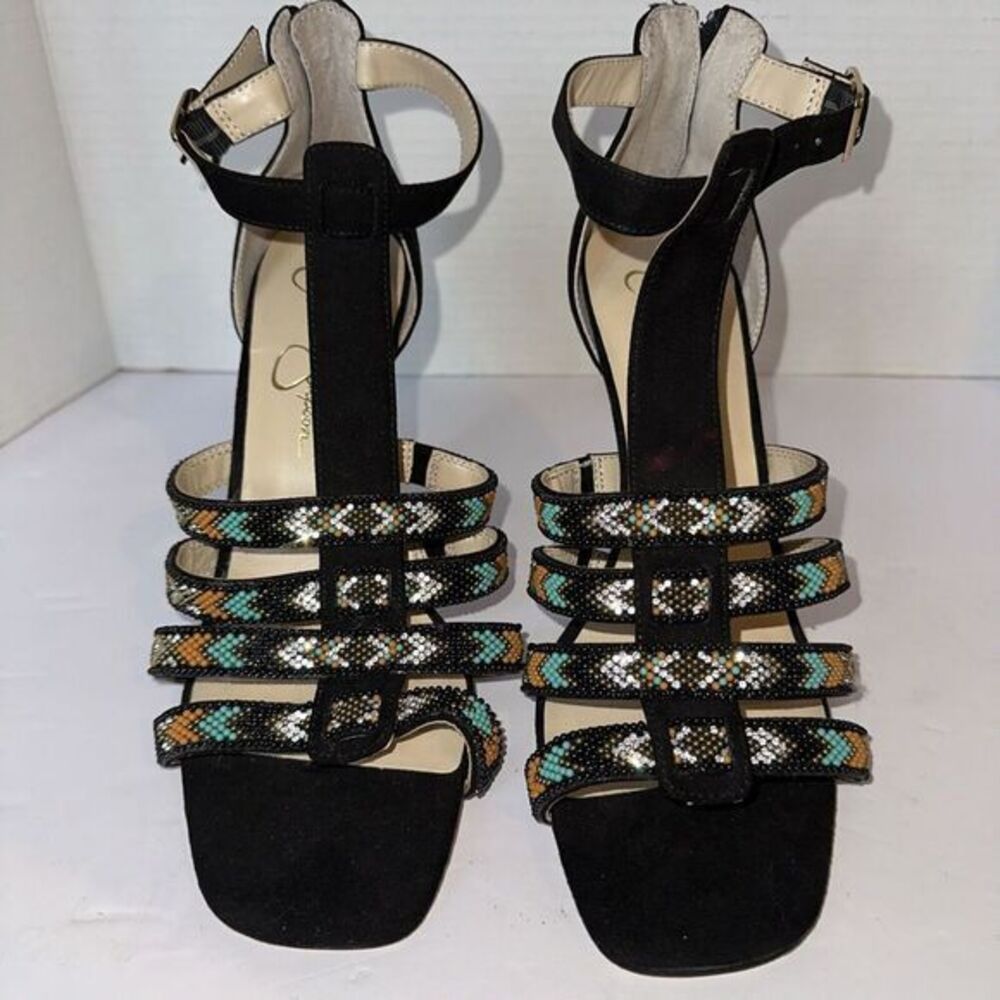 Jessica Simpson Womens Oprina Black High Heel Sandals Size 9M 40